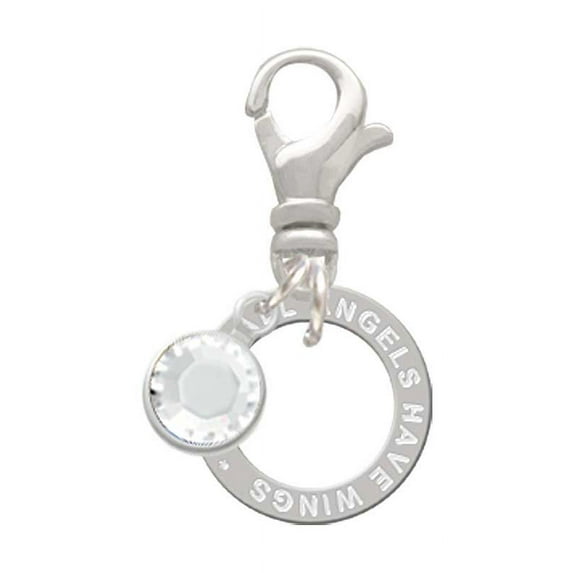Delight Jewelry Silvertone Not All Angels Have Wings Eternity Ring - Silvertone Clip on Charm with Clear Crystal Drop