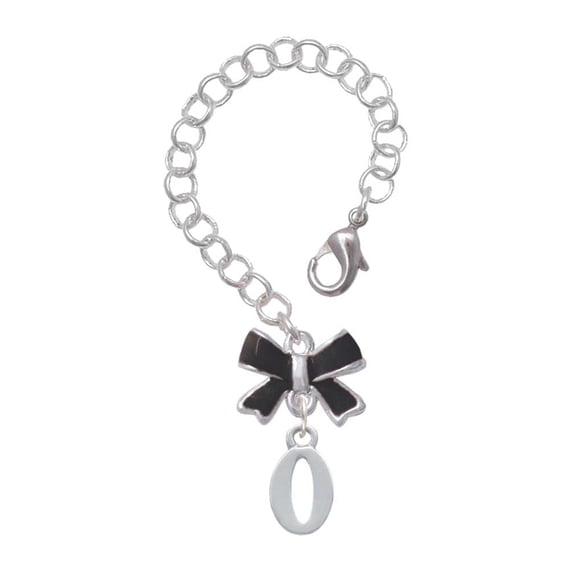 Delight Jewelry Silvertone Number - 0 - Silvertone Black Bow Charm Accessory for Tumblers and Thermal Cups