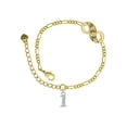 thumbnail image 1 of Delight Jewelry Silvertone Number - 1 - Gold-tone Paw Infinity Link Chain Bracelet, 6"+2" Extender, 1 of 3
