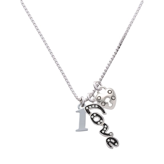 Delight Jewelry Silvertone Number - 1 - - Love and Lock Charm Necklace, 18"+1"