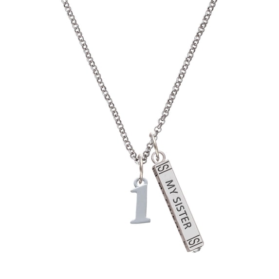 Delight Jewelry Silvertone Number - 1 - Silvertone Always My Sister Bar Charm Necklace, 23"