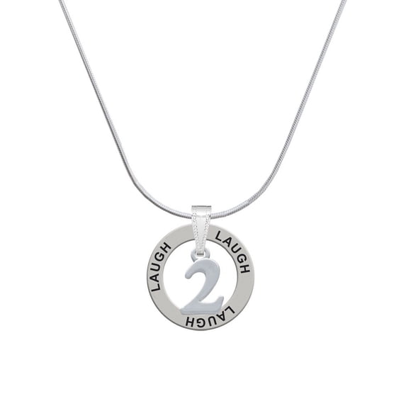 Delight Jewelry Silvertone Number - 2 - Laugh Ring Charm Necklace, 18"