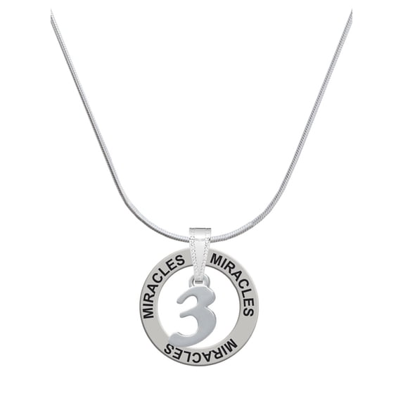 Delight Jewelry Silvertone Number - 3 - Miracles Ring Charm Necklace, 18"