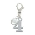 thumbnail image 1 of Delight Jewelry Silvertone Number - 4 - - Silvertone Clip on Charm with Clear Crystal Drop, 1 of 5
