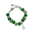 thumbnail image 1 of Delight Jewelry Silvertone Number - 6 - Green Irish Luck Bead Charm Bracelet, 7.5", 1 of 4