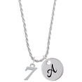 thumbnail image 1 of Delight Jewelry Silvertone Number - 7 - Silvertone Script Initial Disc - A - Charm Necklace, 20"+3", 1 of 4