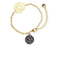 thumbnail image 1 of Delight Jewelry Silvertone Nurse Caduceus Seal - CNA Gold-tone Flower Link Chain Bracelet, 6.75"+2" Extender, 1 of 4