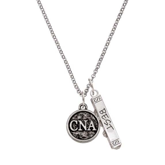 Delight Jewelry Silvertone Nurse Caduceus Seal - CNA Silvertone Best Friends Forever Bar Charm Necklace, 23"