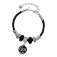 thumbnail image 1 of Delight Jewelry Silvertone Nurse Caduceus Seal - LPN Wife Celtic Knot Leather Bead Bracelet, 7"+2" Extender, 1 of 4