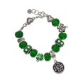 thumbnail image 1 of Delight Jewelry Silvertone Nurse Caduceus Seal - LVN - Green Irish Luck Bead Charm Bracelet, 7.5", 1 of 4