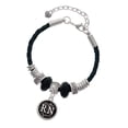 thumbnail image 1 of Delight Jewelry Silvertone Nurse Caduceus Seal - RN Daughter Celtic Knot Leather Bead Bracelet, 7"+2" Extender, 1 of 4