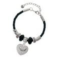 thumbnail image 1 of Delight Jewelry Silvertone Nurses Rock on AB Crystal Heart Sister Celtic Knot Leather Bead Bracelet, 7"+2" Extender, 1 of 4