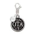 thumbnail image 1 of Delight Jewelry Silvertone Occupational Therapist Caduceus Seal - OTA - Silvertone Clip on Charm with Clear Crystal Drop, 1 of 4