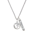 thumbnail image 1 of Delight Jewelry Silvertone Om in Circle with Clear Crystal Silvertone Family Bar Charm Necklace, 23", 1 of 1