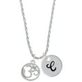 thumbnail image 1 of Delight Jewelry Silvertone Om in Circle with Clear Crystal Silvertone Script Initial Disc - C - Charm Necklace, 20"+3", 1 of 4