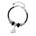 thumbnail image 1 of Delight Jewelry Silvertone Open Clear AB Crystal Butterfly Wing Godmother Celtic Knot Leather Bead Bracelet, 7"+2" Extender, 1 of 4