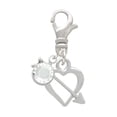 thumbnail image 1 of Delight Jewelry Silvertone Open Cupid's Heart - Silvertone Clip on Charm with Clear Crystal Drop, 1 of 4
