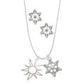 thumbnail image 1 of Delight Jewelry Silvertone Open Design Sun Silver tone Snowflake Charm Necklace and Stud Earrings, 1 of 4