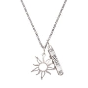 Delight Jewelry Silvertone Open Design Sun Silvertone Best Friends Forever Bar Charm Necklace, 23"