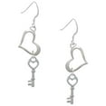 thumbnail image 1 of Delight Jewelry Silvertone Open Heart Key Open Heart French Earrings, 1 of 4