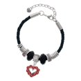 thumbnail image 1 of Delight Jewelry Silvertone Open Heart with Red Crystal Border Wife Celtic Knot Leather Bead Bracelet, 7"+2" Extender, 1 of 4