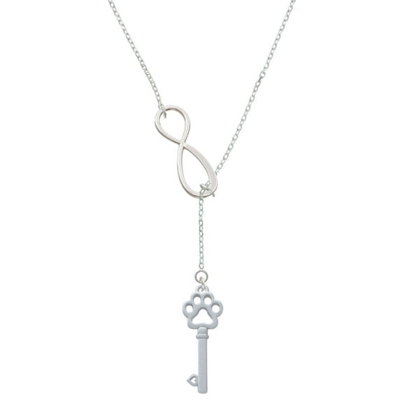 Delight Jewelry Silvertone Open Paw Key Silver tone Elegant Infinity Lariat Necklace