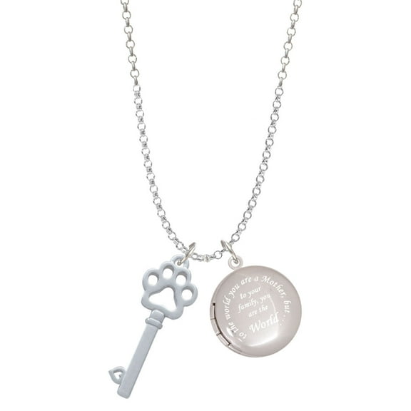 Delight Jewelry Silvertone Open Paw Key To the World You are a Mother Locket Necklace