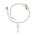 thumbnail image 1 of Delight Jewelry Silvertone Open Peace Heart Key Silver-tone Paw Infinity Link Chain Bracelet, 6"+2" Extender, 1 of 3