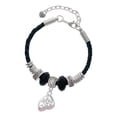 thumbnail image 1 of Delight Jewelry Silvertone Open Pink Crystal Butterfly Wing Mother Celtic Knot Leather Bead Bracelet, 7"+2" Extender, 1 of 1