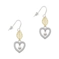 thumbnail image 1 of Delight Jewelry Silvertone Open heart with Imitation Pearl Drop Goldtone Leaf French Earrings, 1 of 4