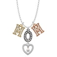 thumbnail image 1 of Delight Jewelry Silvertone Open heart with Imitation Pearl Drop Multi-Colored Crystal Mom Charm Necklace, 1 of 5