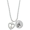 thumbnail image 1 of Delight Jewelry Silvertone Open heart with Imitation Pearl Drop Silvertone Script Initial Disc - A - Charm Necklace, 20"+3", 1 of 4