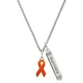 thumbnail image 1 of Delight Jewelry Silvertone Orange Ribbon Silvertone Mother Daughter Bar Charm Necklace, 23", 1 of 4