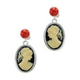 thumbnail image 1 of Delight Jewelry Silvertone Oval - Black Cameo - Red Crystal Clip on Earrings, 1 of 5