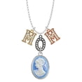 thumbnail image 1 of Delight Jewelry Silvertone Oval - Blue Cameo - Multi-Colored Crystal Mom Charm Necklace, 1 of 5