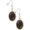 thumbnail image 1 of Delight Jewelry Silvertone Oval - Imitation Cat's Eye - Brown - Silver tone Infinity French Earrings, 1 of 4