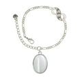 thumbnail image 1 of Delight Jewelry Silvertone Oval - Imitation Cat's Eye - White - Silver-tone Paw Infinity Link Chain Bracelet, 6"+2" Extender, 1 of 3