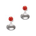 thumbnail image 1 of Delight Jewelry Silvertone Oval with Music Notes Red Crystal Clip on Earrings, 1 of 5