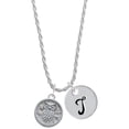 thumbnail image 1 of Delight Jewelry Silvertone Owl - Round Seal Silvertone Script Initial Disc - T - Charm Necklace, 20"+3", 1 of 4
