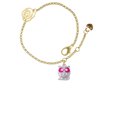 thumbnail image 1 of Delight Jewelry Silvertone Owl with Hot Pink & Clear Crystal Eyes Gold-tone Rose Link Chain Bracelet, 6.25"+1.75" Extender, 1 of 4