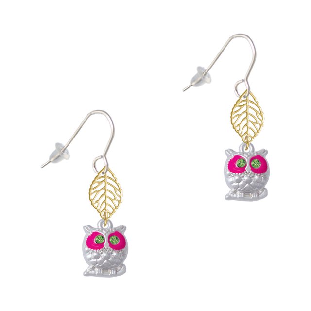 Delight Jewelry Silvertone Owl with Hot Pink & Lime Green Crystal Eyes