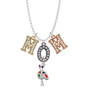 Delight Jewelry Silvertone Paint Palette Multi-Colored Crystal Mom Charm Necklace