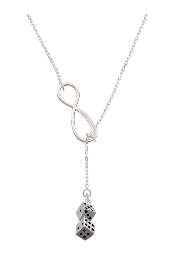 Silvertone Pair of Dice Silver tone Elegant Infinity Lariat Necklace