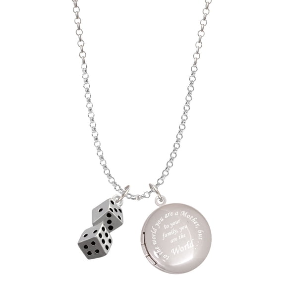 Delight Jewelry Silvertone Pair of Dice To the World You are a Mother Locket Necklace
