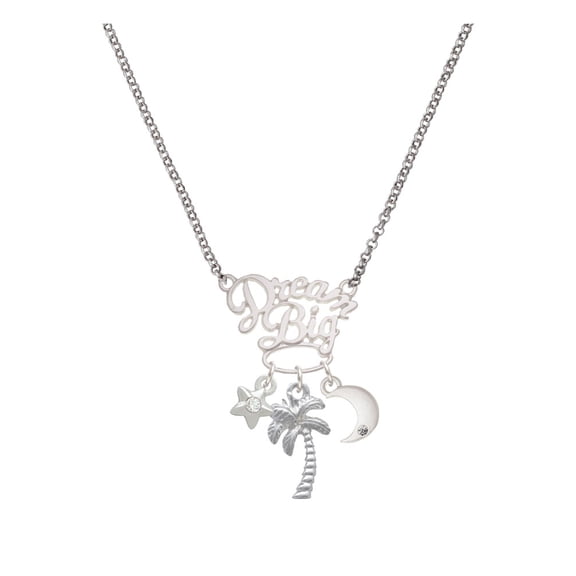 Delight Jewelry Silvertone Palm Tree Silvertone Dream Big Pendant Necklace, 25"