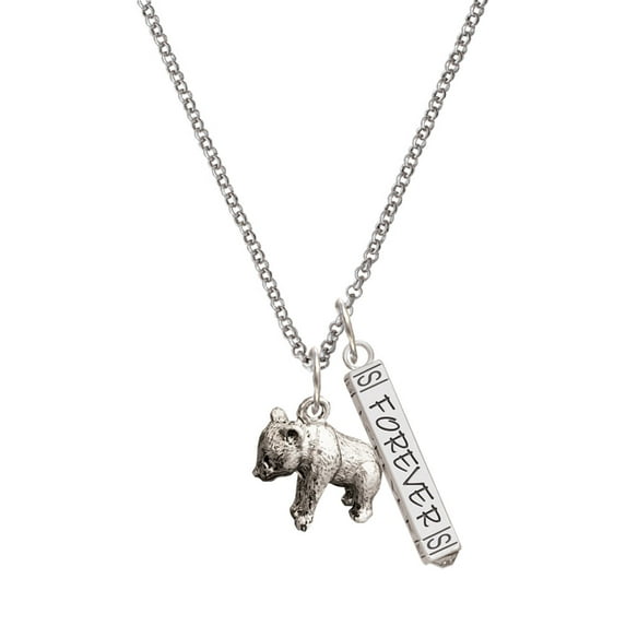 Delight Jewelry Silvertone Panda Bear Standing Silvertone Forever Bar Charm Necklace, 23"