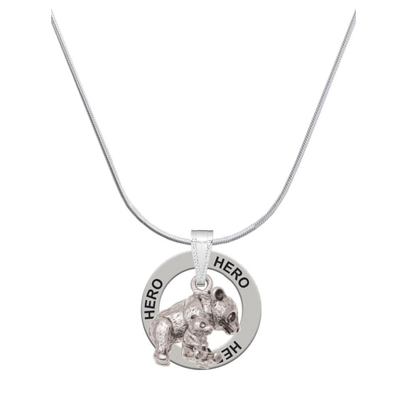 Delight Jewelry Silvertone Panda with Baby Hero Ring Charm Necklace, 18"