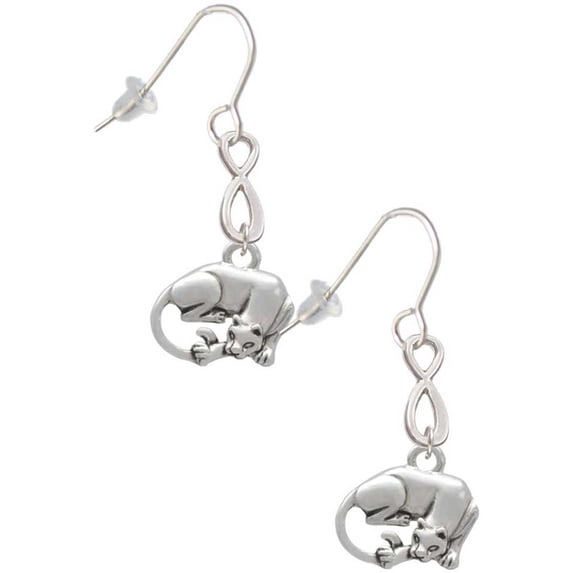 Delight Jewelry Silvertone Panther Silver tone Infinity French Earrings