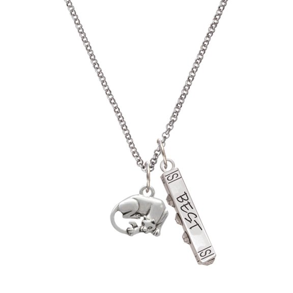 Delight Jewelry Silvertone Panther Silvertone Best Friends Forever Bar Charm Necklace, 23"