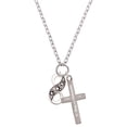 thumbnail image 1 of Delight Jewelry Silvertone Paw Prints Infinity Be Strong and Courageous Engraved Cross Zoey Necklace, 28", 1 of 4